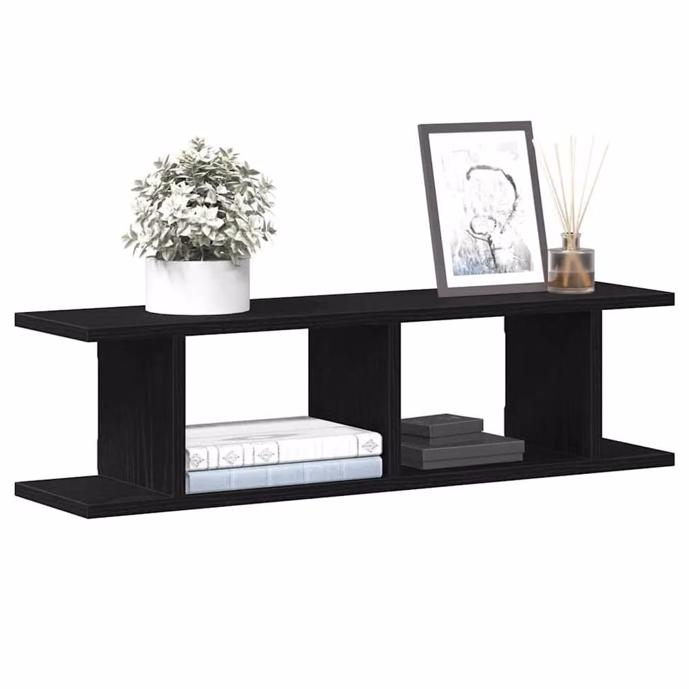 Berkfield Home Wall Mounted Shelves, 2 Pack, Black Oak, W: 75 cm, D: 20 cm, H: 18 cm – 3