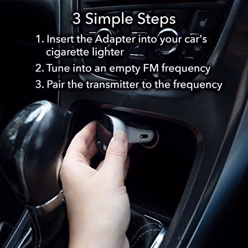 Aquarius Bluetooth Adapter FM Transmitter with Hands-free Calling Car Kit, White – 4