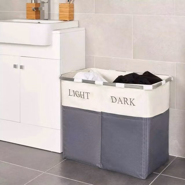 EONLION Grey Collapsible Fabric Laundry Hamper with Handles, 100 cm – 1