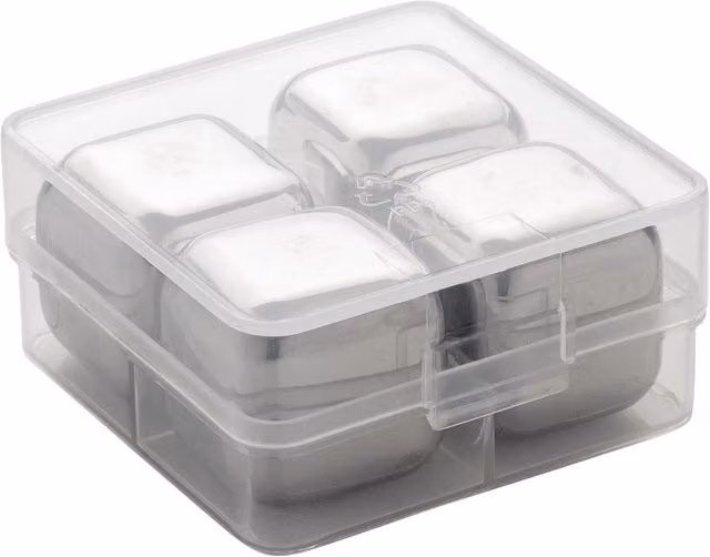 XD Design Stainless Steel Reusable Square Ice Cube Trays, Pack of 4, Silver