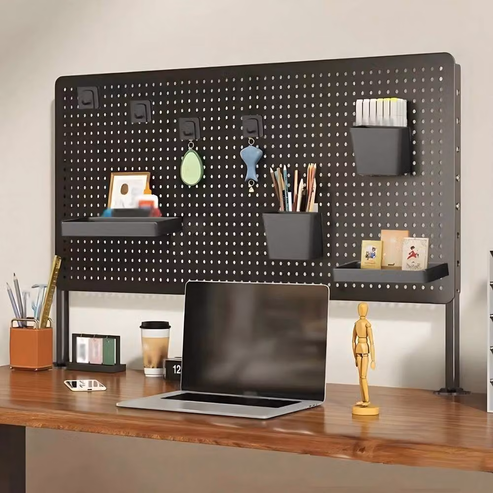 Havendro Metal Desktop Pegboard Stationery Storage Holder in Black, W/D/H: 40.0 x 6.0 x 60.0 cm – 3