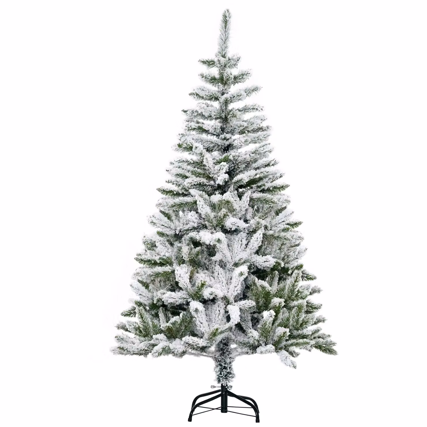 HOMCOM Snow Flocked Artificial Christmas Tree in Green, Height: 152.4 cm – 2