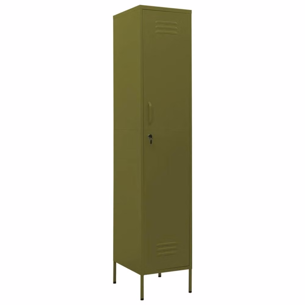 Berkfield Home Locker Cabinet in Olive Green, Metal with Internal Shelves and Lock, W/D/H: 35 x 46 x 180 cm – 2