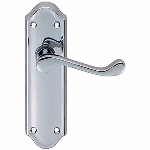 Loops Pair Victorian Upturned Handle on Latch Backplate, Polished Chrome, W: 168 mm, H: 47 mm