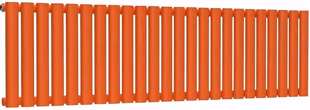 Lux Heat Oval Horizontal Radiator in Sunburst Orange, W: 144 cm, H: 40 cm, D: 7 cm