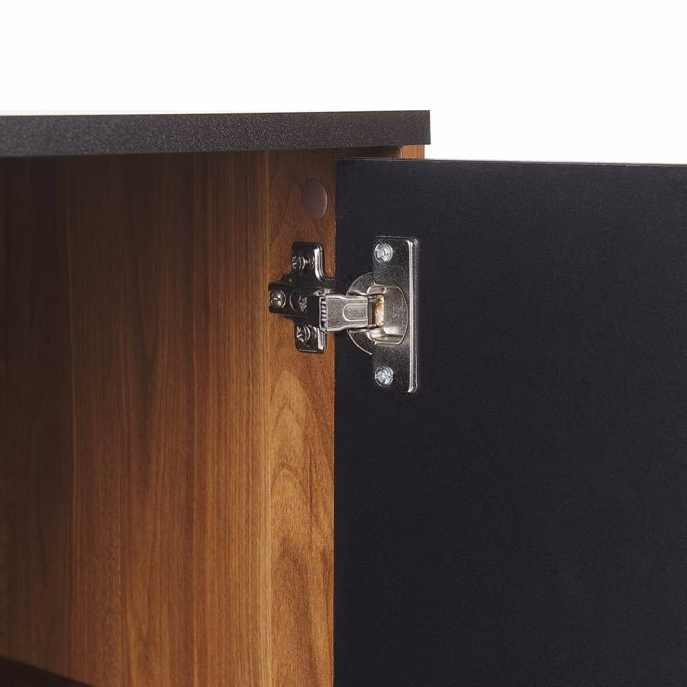 Wyld and Coco Black Sideboard with Dark Wood Panels, 3 Drawers and 2 Doors, W: 160 cm, D: 40 cm – 6