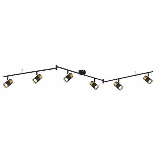 Globo Lighting Netlighting Brisbon Ceiling Spotlight Bar in Black and Copper, 6x GU10, L 180 x H 18.5 cm