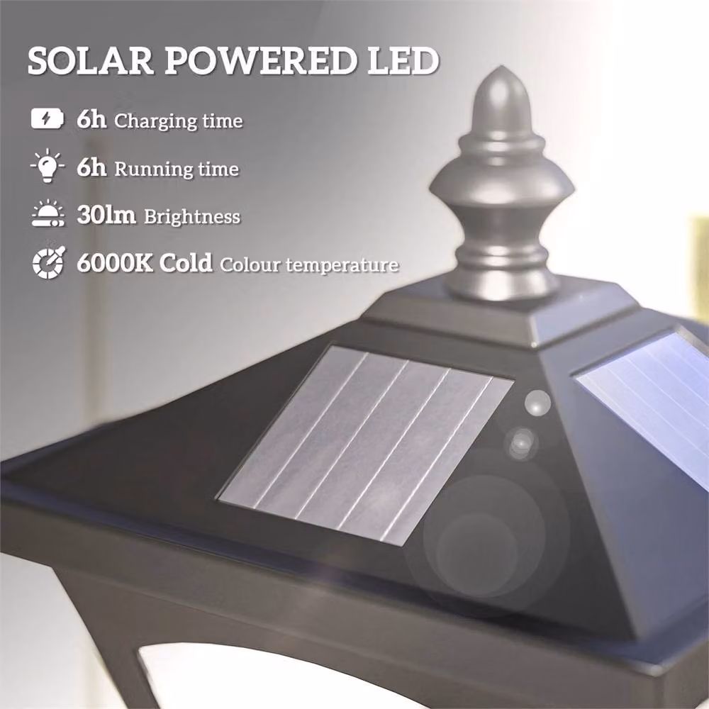 Nordara Black Solar Post Light Outdoor Garden Lantern, Height: 100 cm – 4