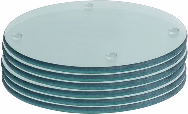 Harbour Housewares Set of 6 Round Non-Slip Glass Coasters, Clear, Diameter: 10 cm