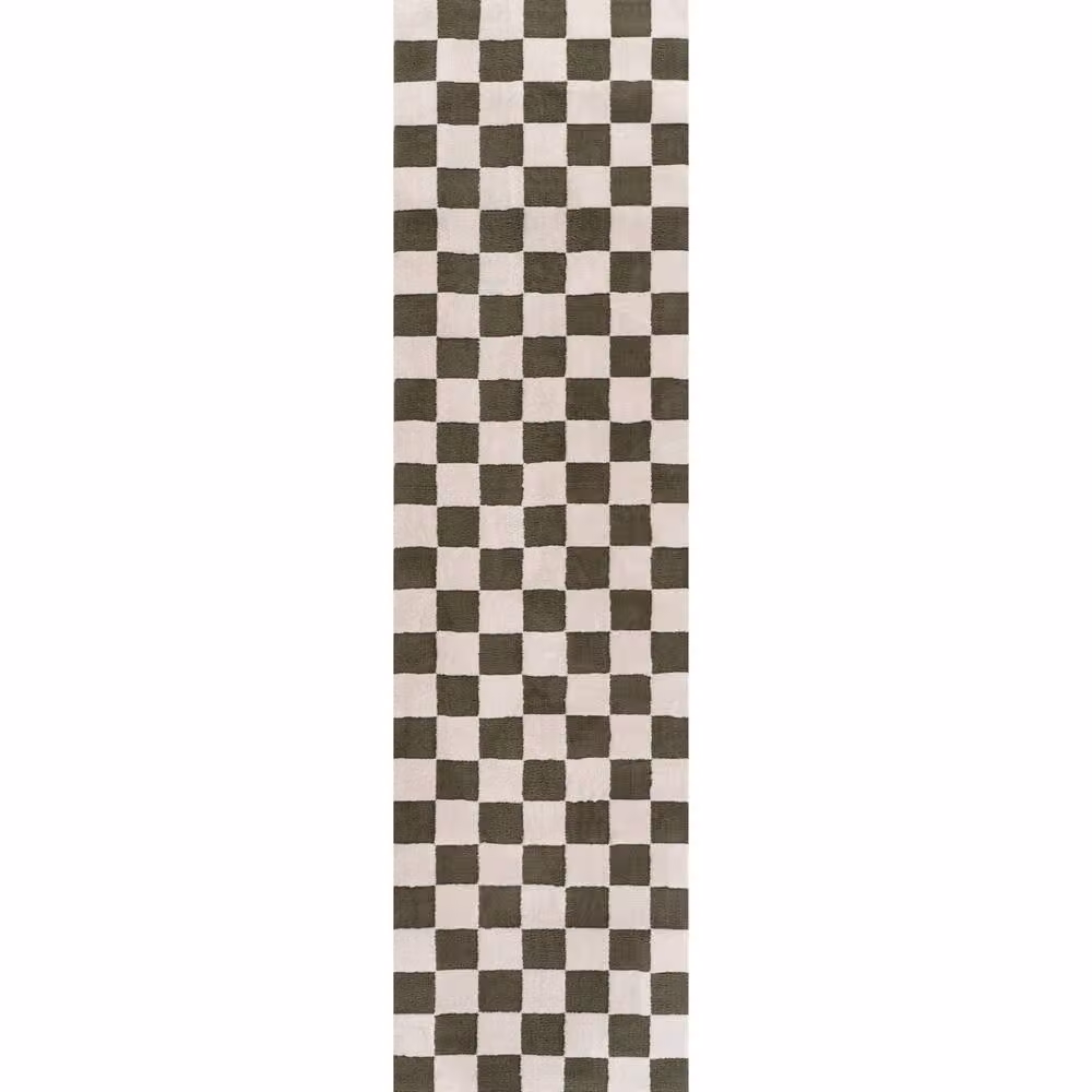 THE RUGS Loft Checkered Soft Pile Area Rug, Green, W: 160 cm, D: 230 cm – 7