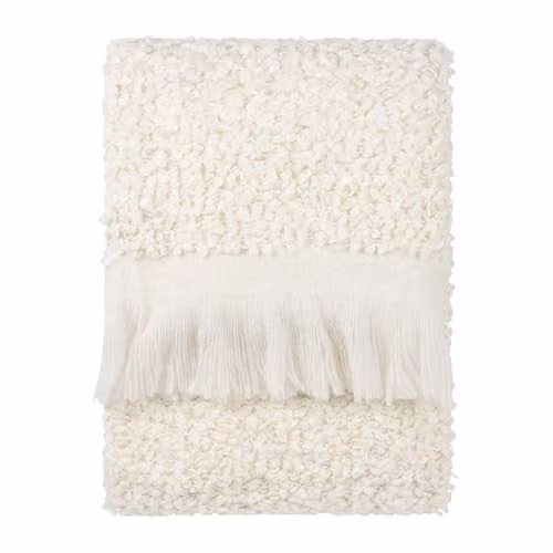 Yard Ulsmere Woven Bouclé Fringed Throw in Beige and White, W/D/H: 130 x 180 cm – 1