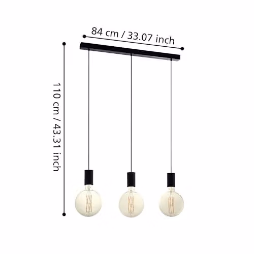 Eglo Pozueta Black Linear LED Pendant Light with Glass Shade – 2