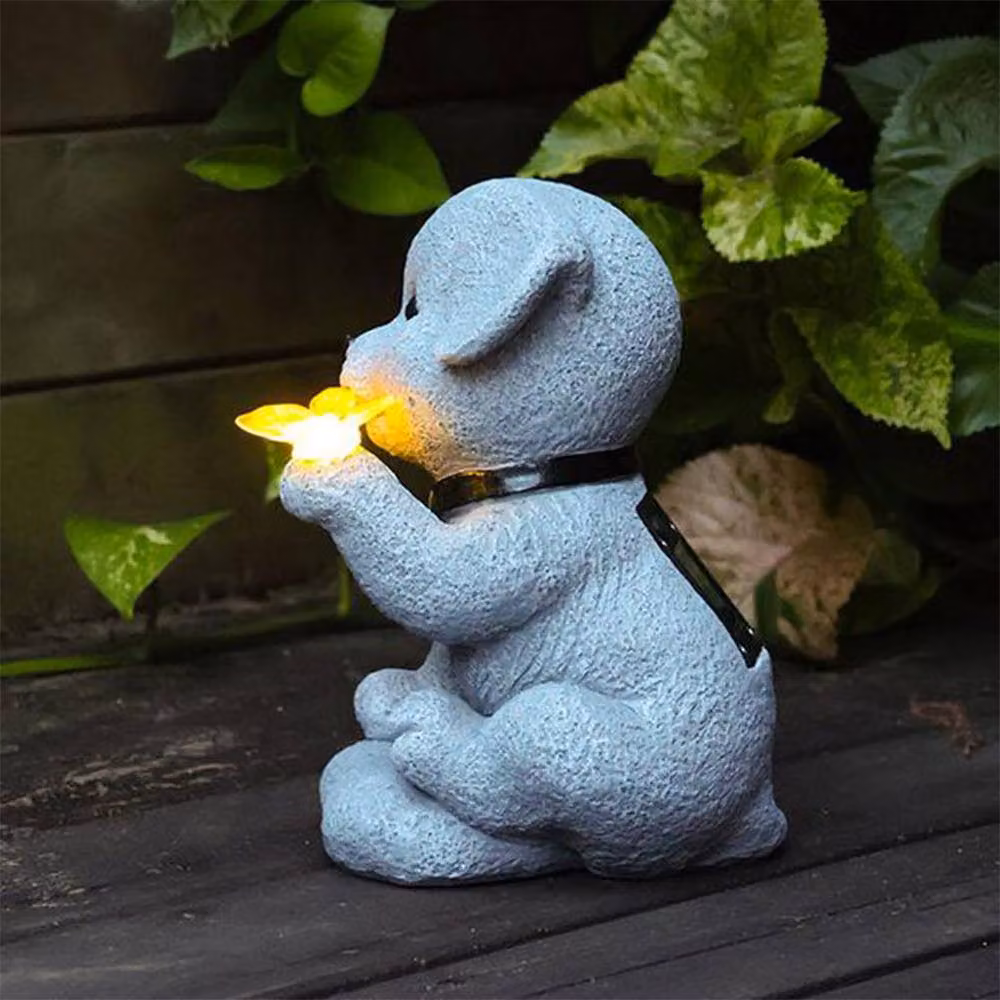 Quipulse Solar Puppy Butterfly Yard Decor Light in Grey – 5