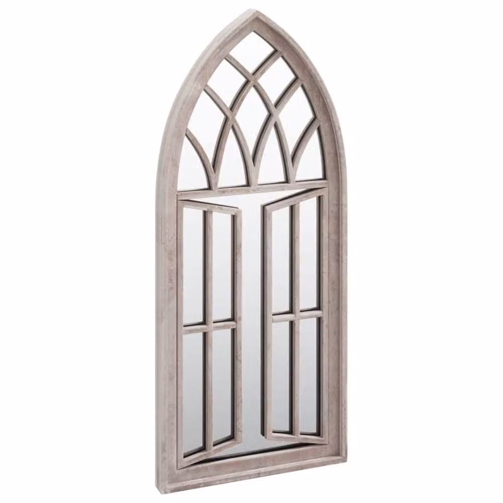 Berkfield Home Antique Geometric Garden Wall Mirror in Sand Beige, W/H: 70 x 30 cm – 2