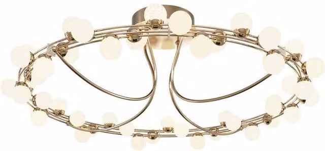 Netlighting Tessara Modern LED Semi Ceiling Light, Gold and White, 80 cm, 5600 lm
