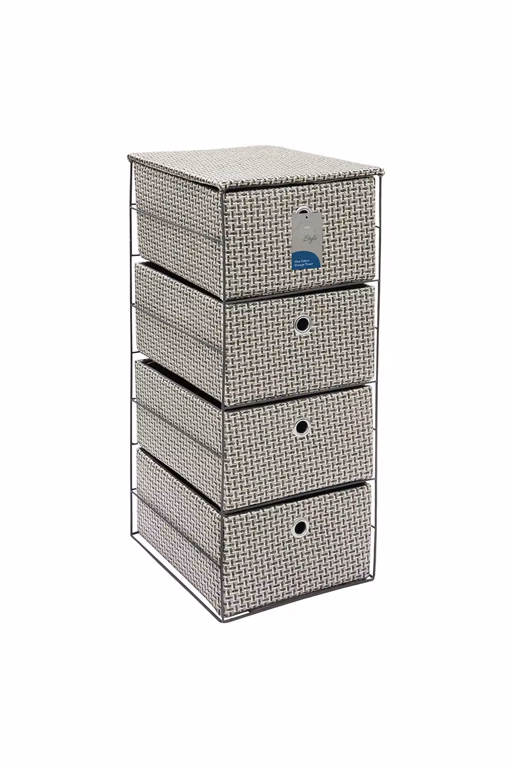 JVL Silva 4 Drawer Wide Fabric Storage Tower, Grey – 3