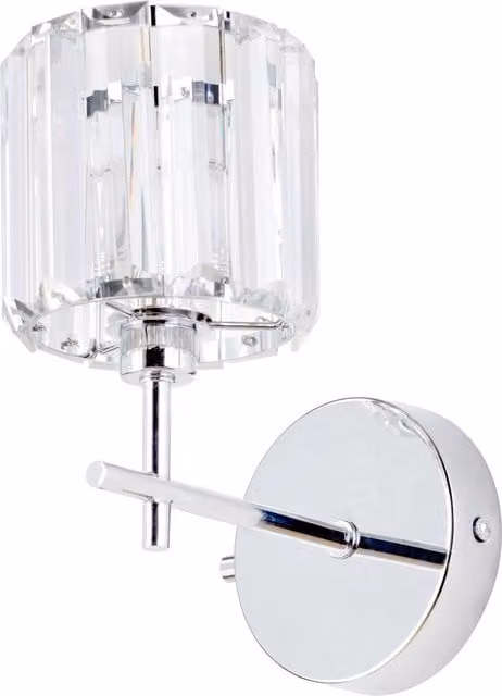 Litecraft Skydda Chrome Bathroom Wall Light with Transparent Glass Cylinder