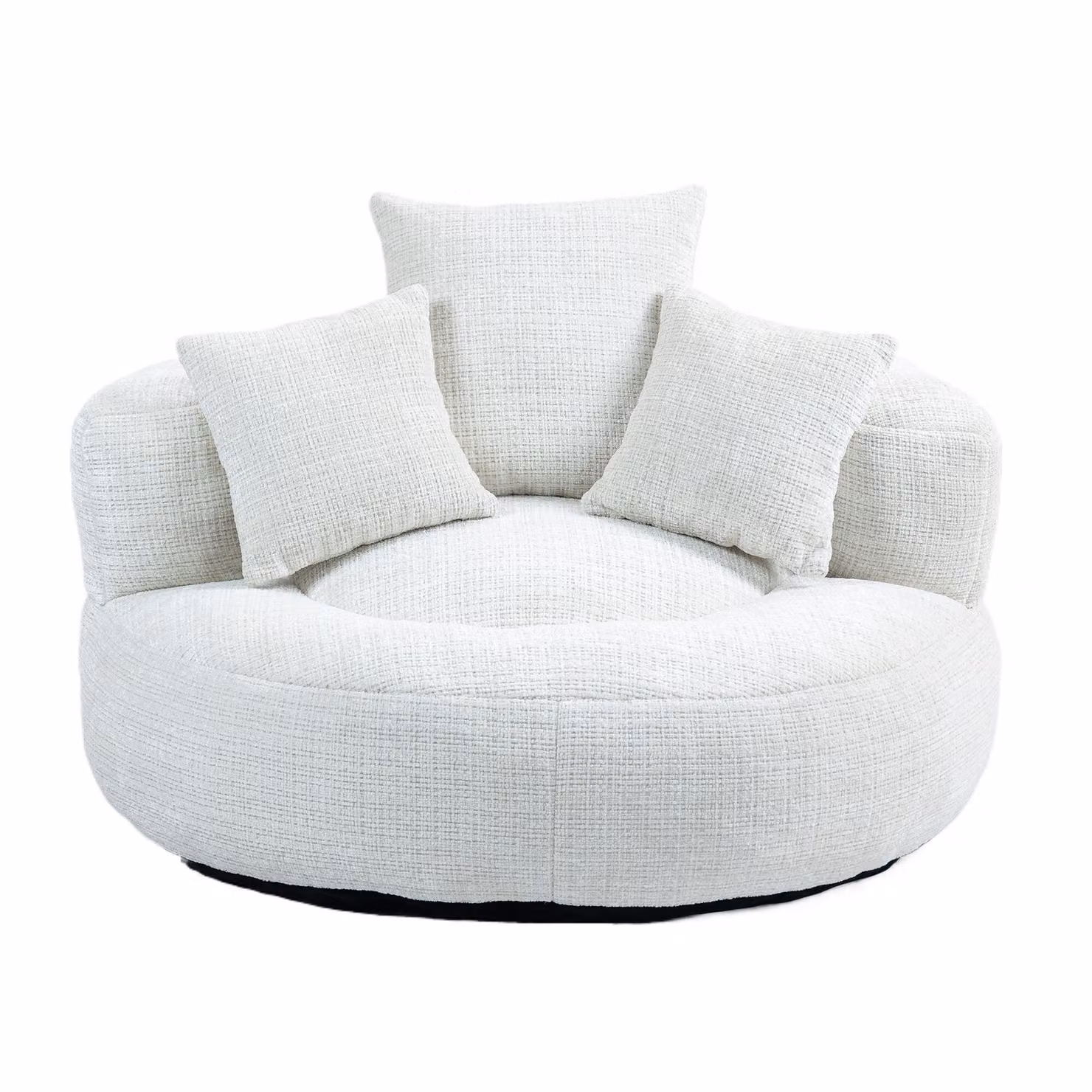 Aosom UK Modern Lazy Bean Bag Chair in Beige Chenille Fabric with Shredded Memory Foam, W/D/H: 108 x 108 x 52 cm – 2