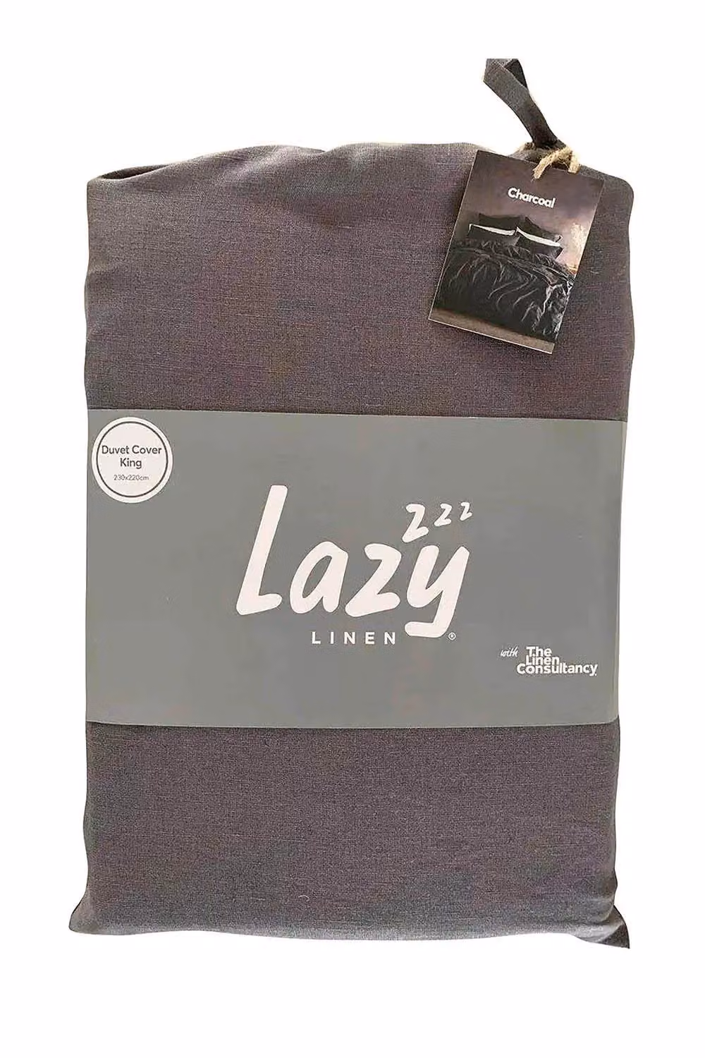 Lazy Linen Pure Washed Linen Duvet Cover in Charcoal Grey, Double – 2