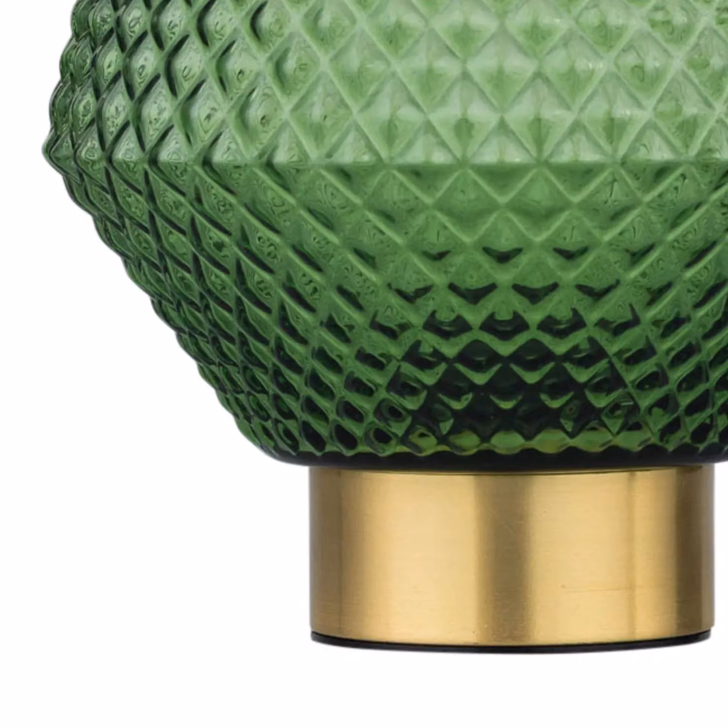 First Choice Lighting Porter Battery Operated Satin Brass Table Lamp with Green Textured Glass – 2