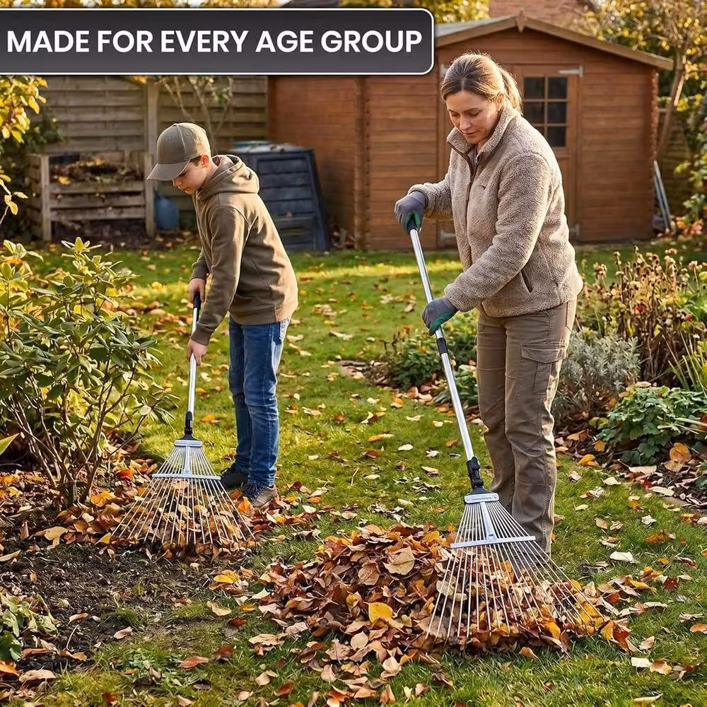 SPETLEK 25 Tine Extendable Garden Rake with Adjustable Tines in Silver – 3