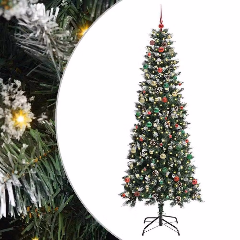 Berkfield Home Artificial Christmas Tree with 300 LEDs, Green, W/D/H: 96 x 96 x 240 cm – 2