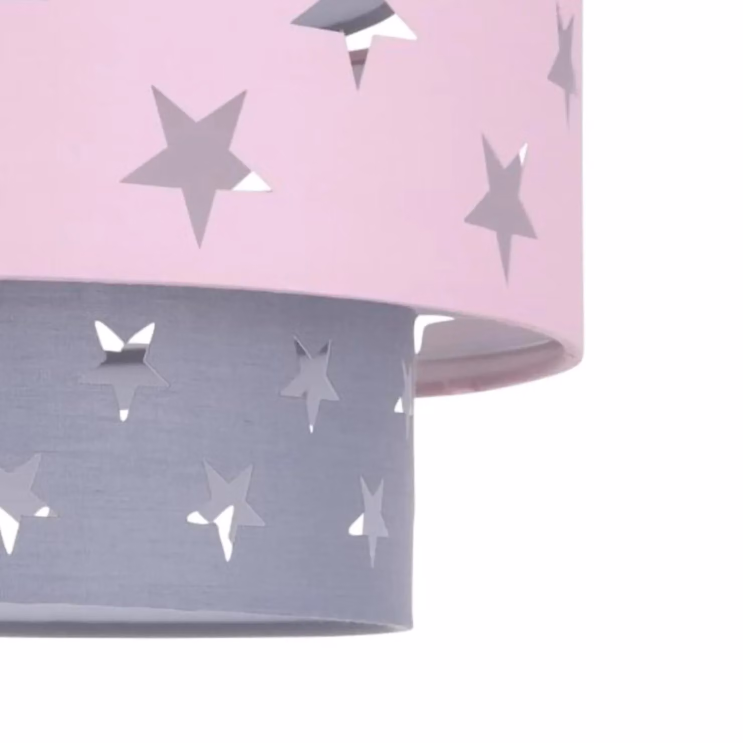 First Choice Lighting Pink and Grey Star Two Tier Fabric Light Shade – 2