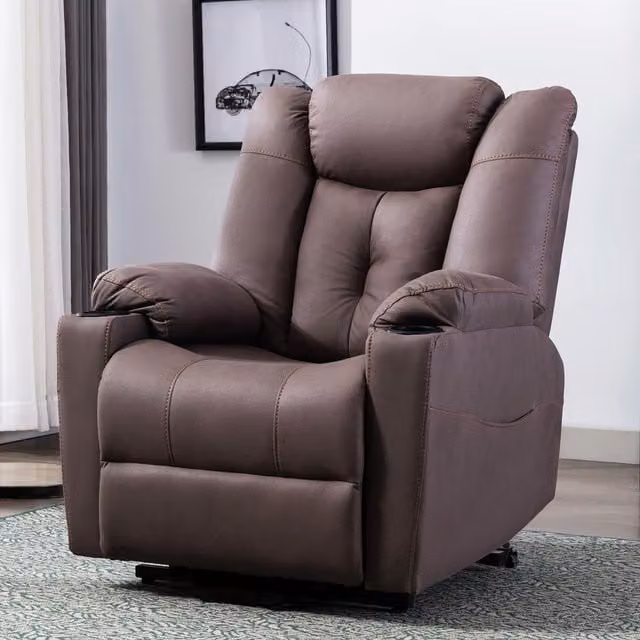 More4Homes Afton Electric Fabric Single Motor Riser Recliner Chair with Powered Lift Assist in Brown