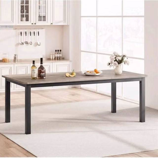 VOGREX Industrial Wood Rectangular Dining Table for 6-8 People, Multicolour, W: 152.4 cm, D: 90 cm, H: 74.93 cm