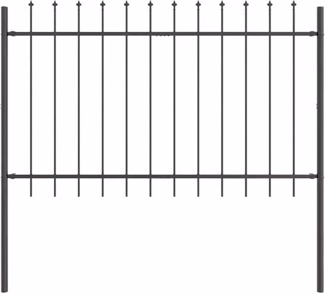 Berkfield Grey Steel Spear Top Garden Fence, W/H: 170 x 120 cm