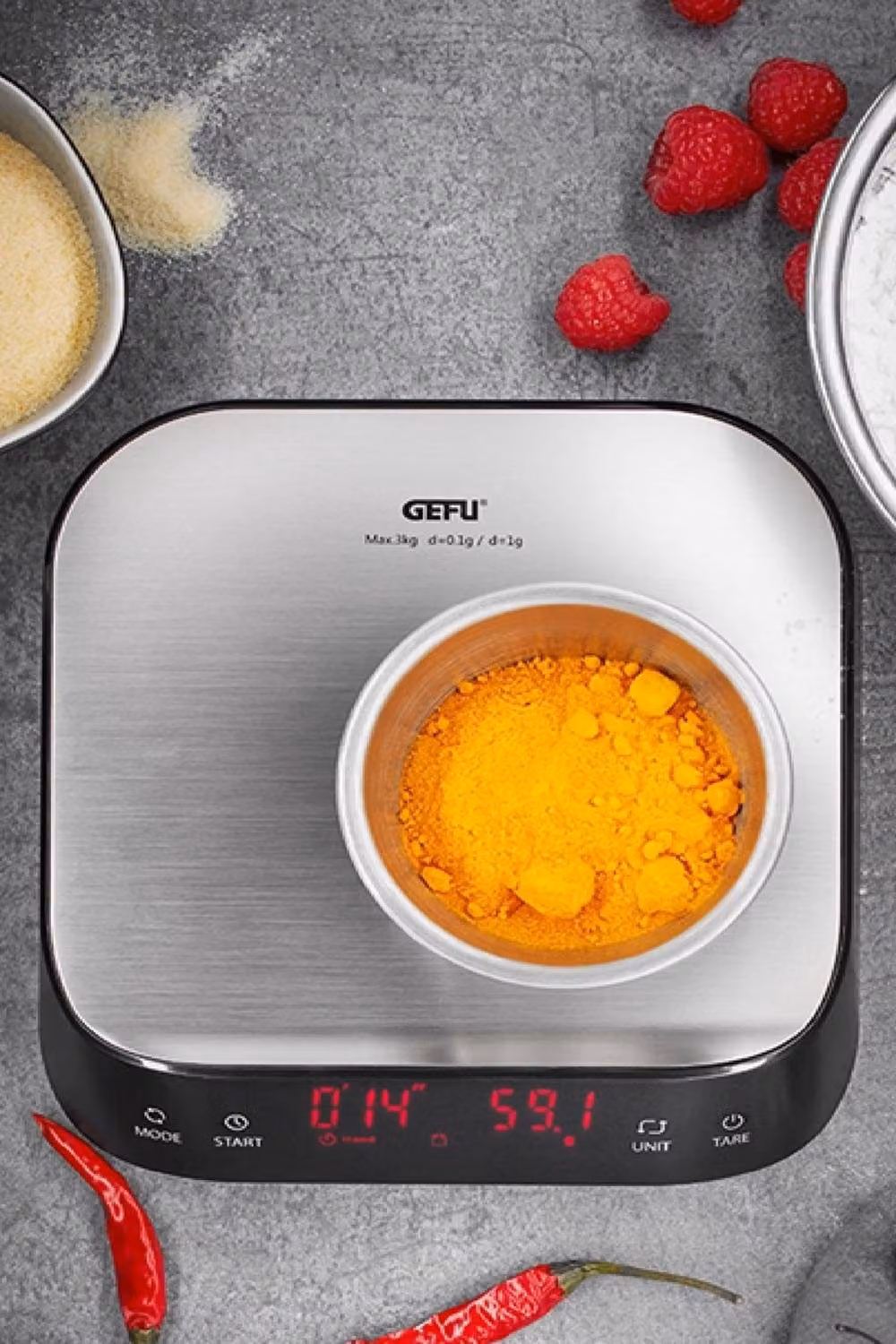 Gefu PREZISO LED Digital Kitchen Weighing Scale with Digital Display in Black and Silver – 2