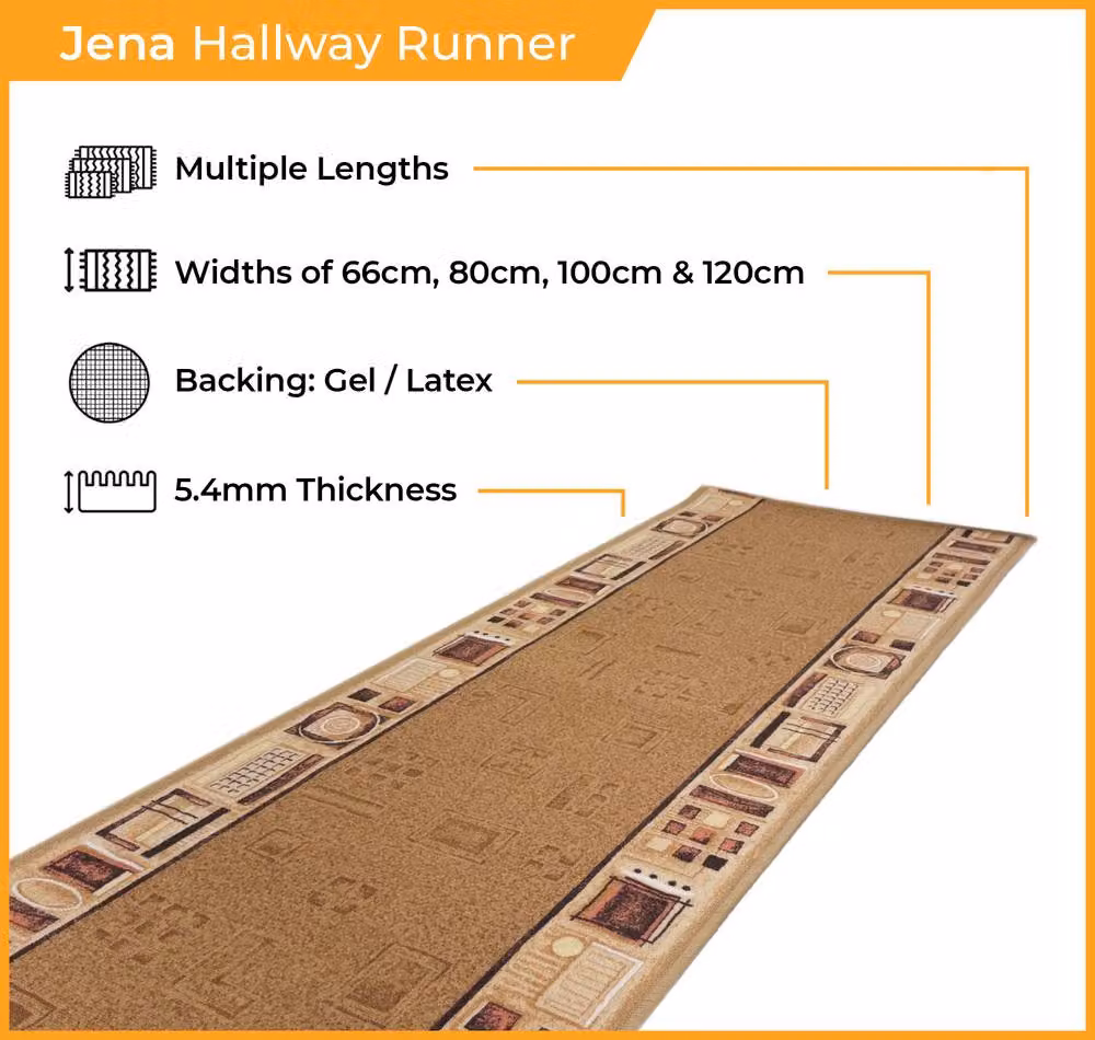 runrug Jena Hallway Runner Rug in Terracotta, Non-Slip and Hardwearing, W: 66 cm, L: 180 cm – 2