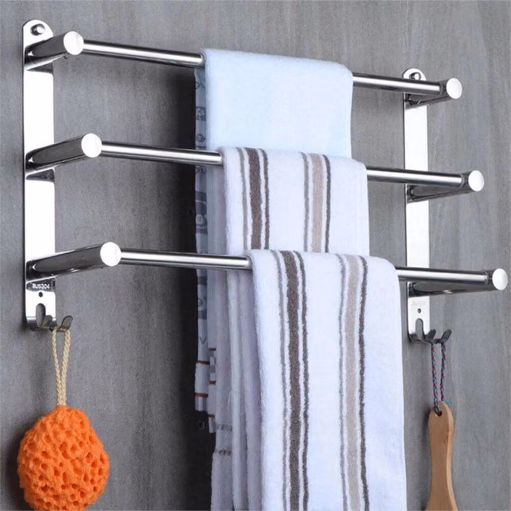 Nordara Stainless Steel 3 Tier Wall Mounted Towel Rail in Silver – 2