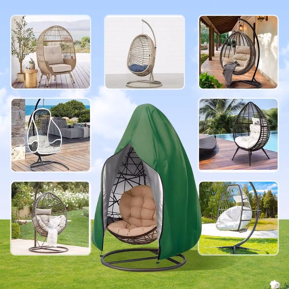 EONLION Waterproof Hanging Swing Egg Chair Cover in Green, Diameter: 100 cm – 3