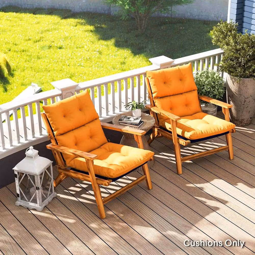 KORVIXA Set of 2 Orange Polyester Square Adirondack Chair Cushions – 2