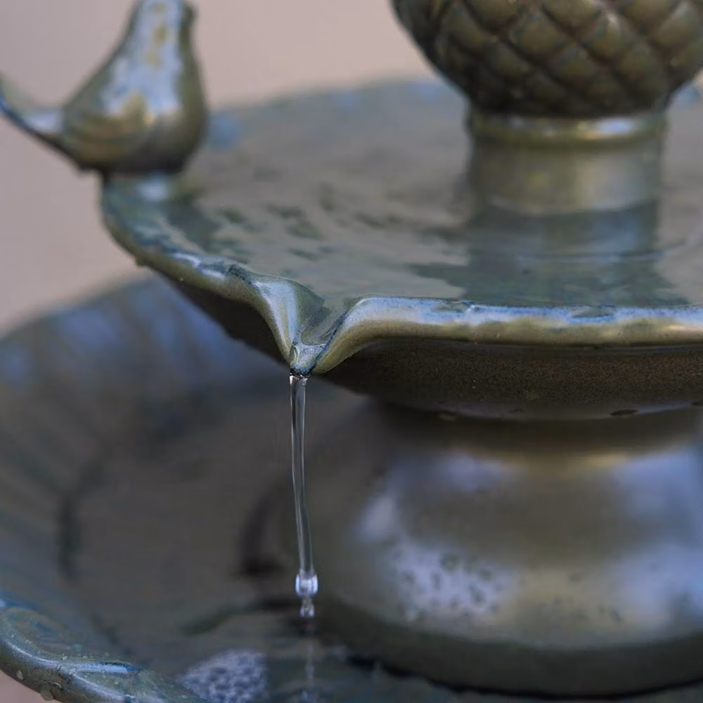 Primrose Perchnig Bothwell Birds 3 Tier Ceramic Water Fountain in Green – 2
