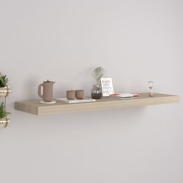 Berkfield Home Oak Floating Wall Shelf, Brown, W: 90 cm, D: 23.5 cm, H: 3.8 cm