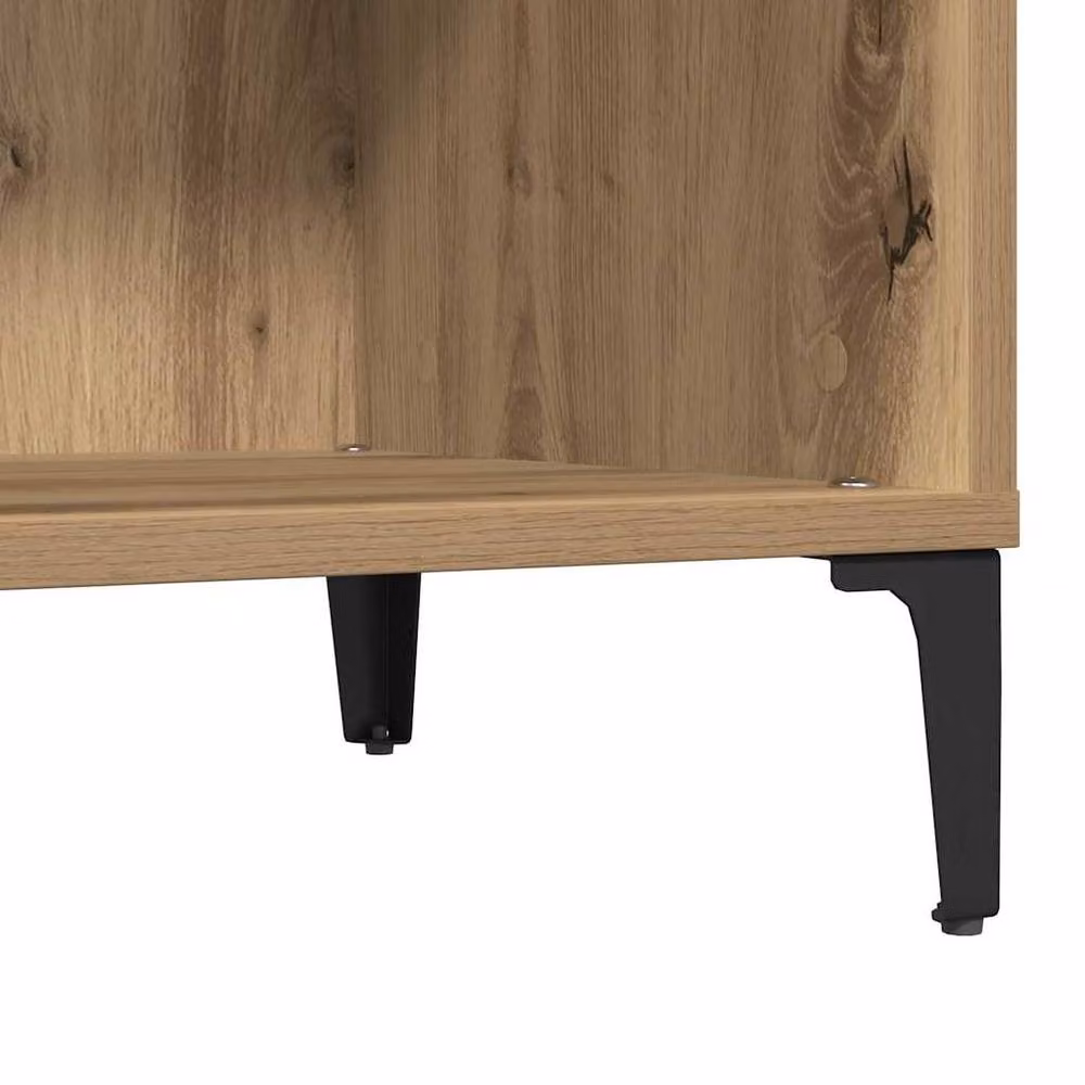 Berkfield Home Artisan Oak Record Cabinet in Brown, W: 84.5 cm, D: 38 cm, H: 89 cm – 5