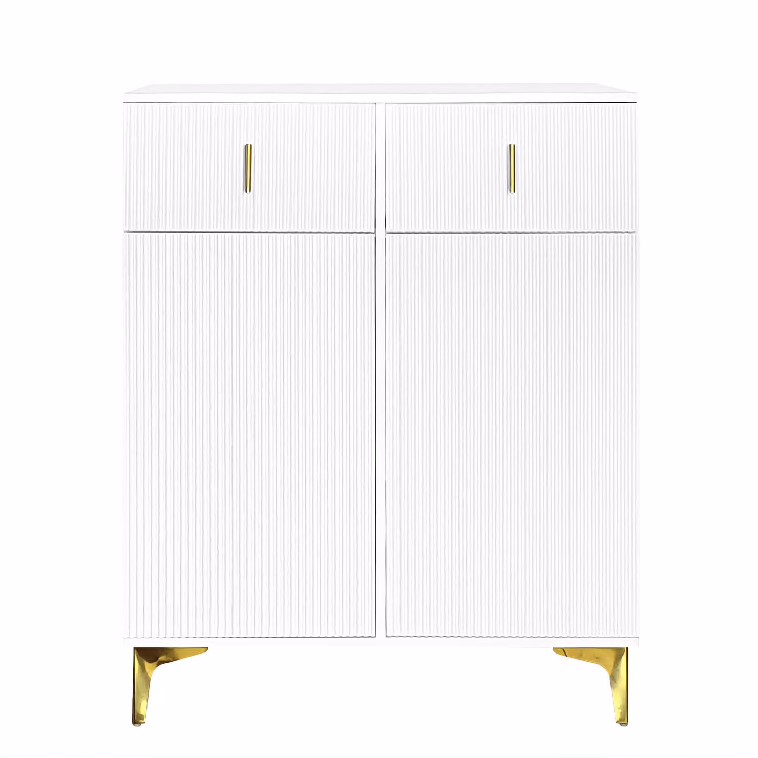 Aosom UK Elegant Sideboard with Adjustable Shelves and Gold-Plated Accents in White and Gold, W: 83 cm, D: 35 cm, H: 101 cm – 2