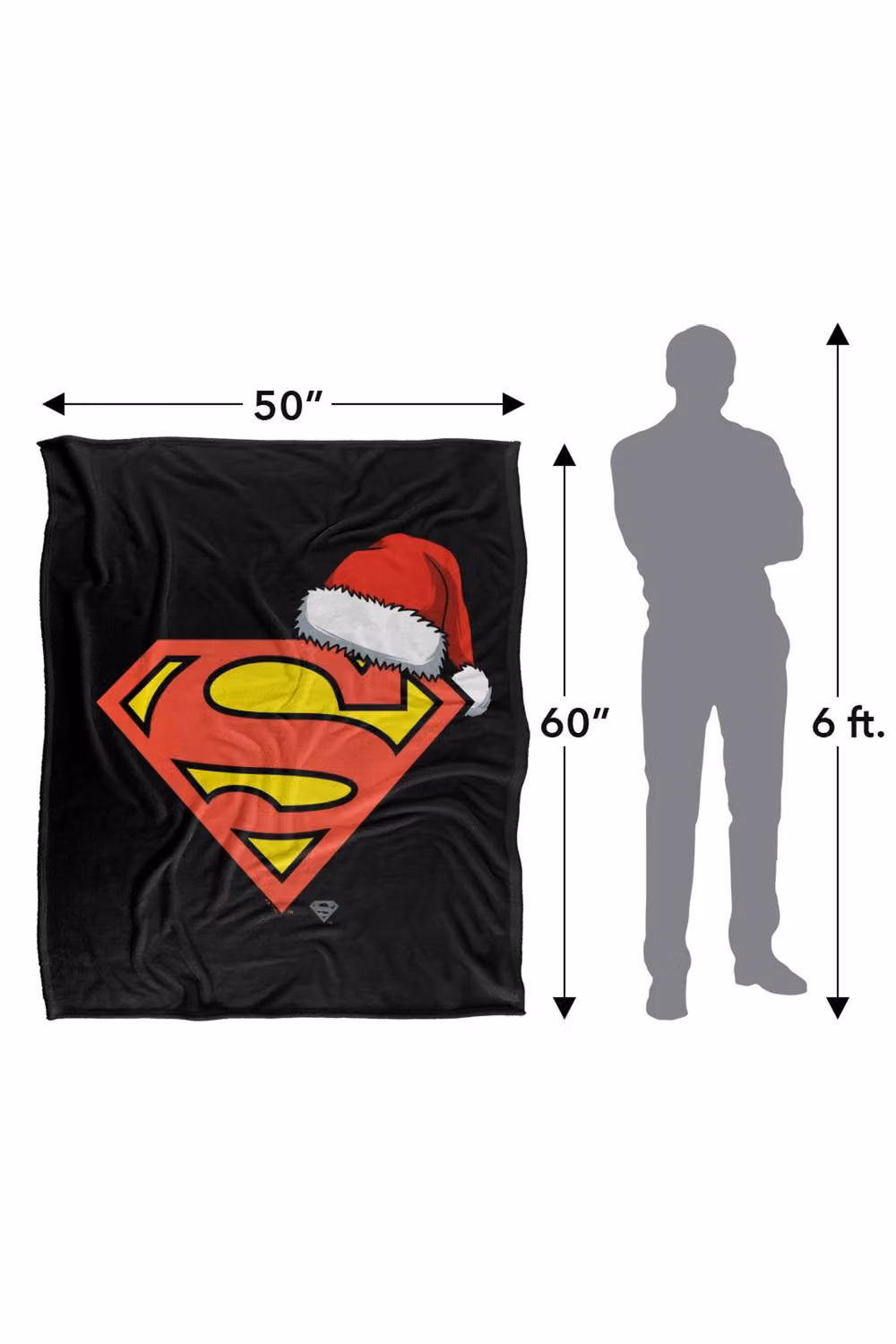 LOGOVISION Superman S-Shield Christmas Santa Hat Design Super Soft Fleece Throw Blanket, Multicolour – 8