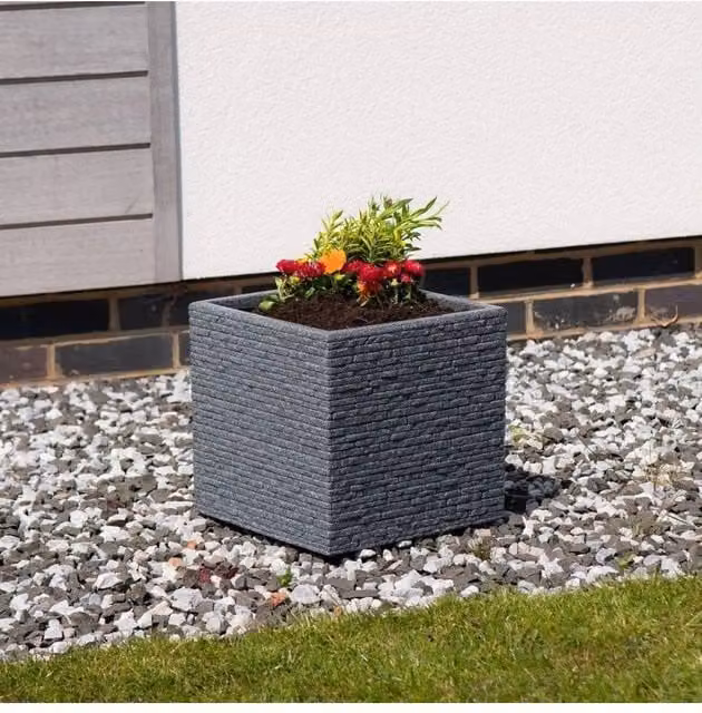 KDMD Ash Grey Square Planter Tub, Diameter: 30 cm – 1