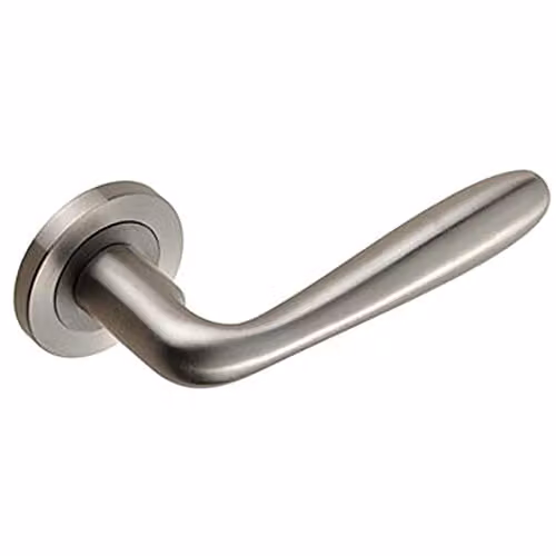 Loops Pair Smooth Rounded Bar Handle on Round Rose in Brushed Stainless Steel Silver