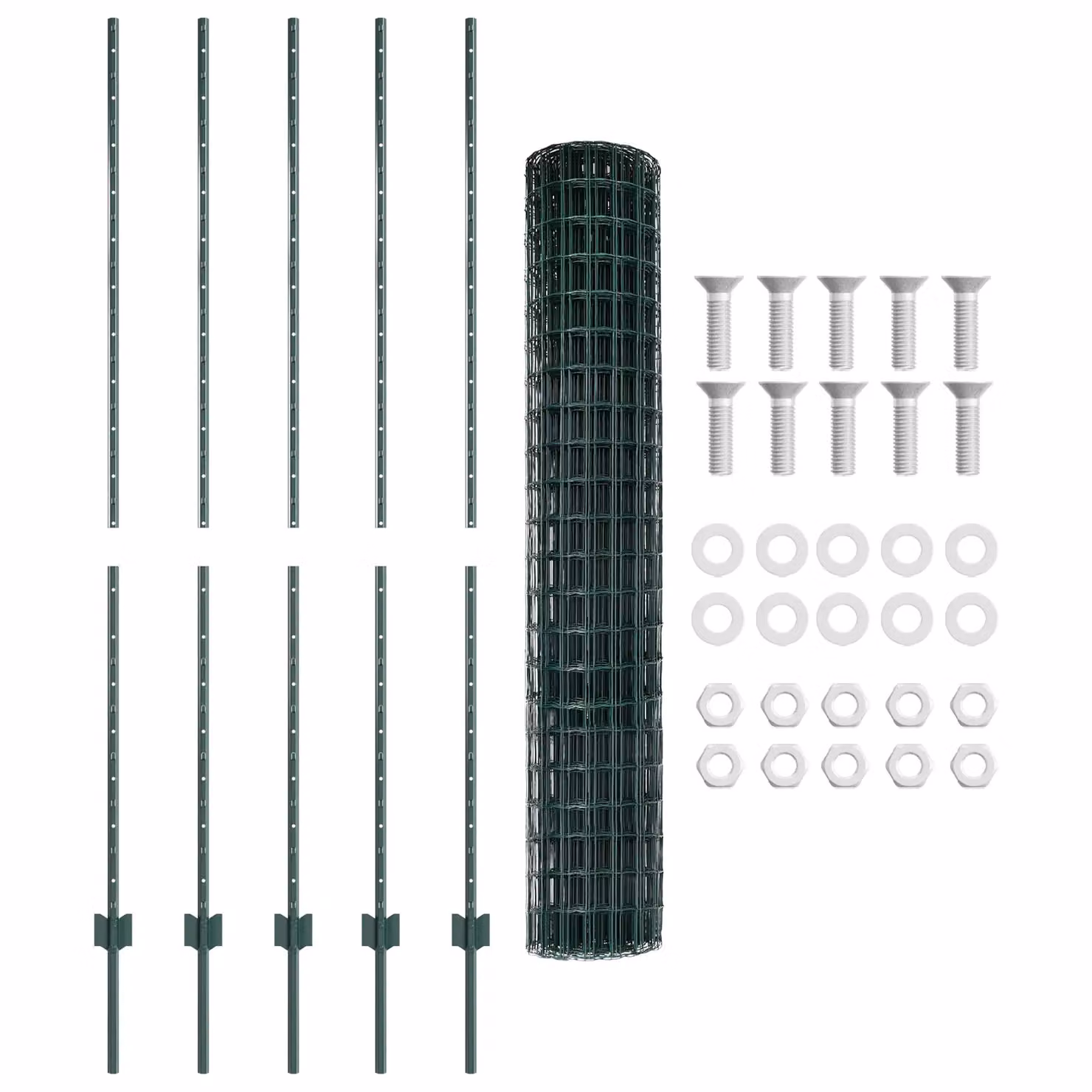 Berkfield Home Euro Fence with 5 U Posts, Green Steel, W: 10 m, H: 1.6 m – 3