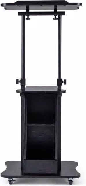 VOGREX Black Height Adjustable Electric Rolling Podium with Rotating Sloped Top – 1