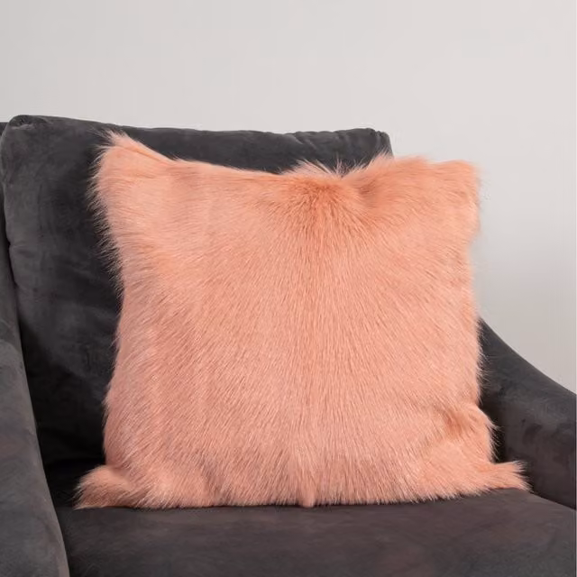 Native Natural Pink Lambskin Square Cushion, W: 45 cm