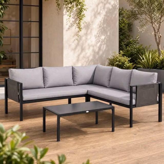STILVORA Modern 5-Seater Sofa with Metal Frame in Grey – 1