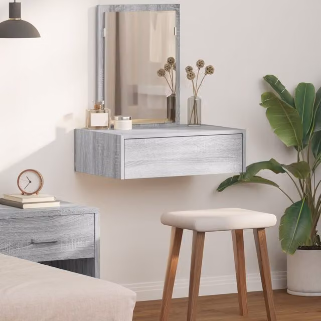 Berkfield Home Wall Hanging Dressing Table in Grey Sonoma, W/D/H: 60 x 40 x 70 cm – 1