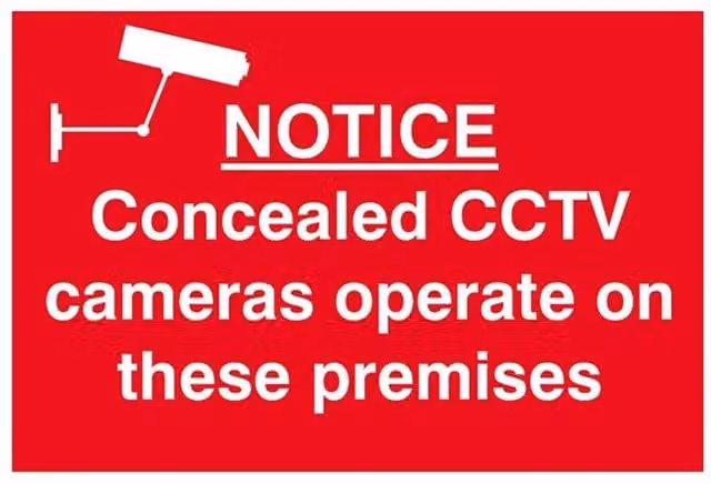 Scan Notice Concealed CCTV Camera PVC Sign, W: 30 cm, H: 20 cm, Red and Multicolour