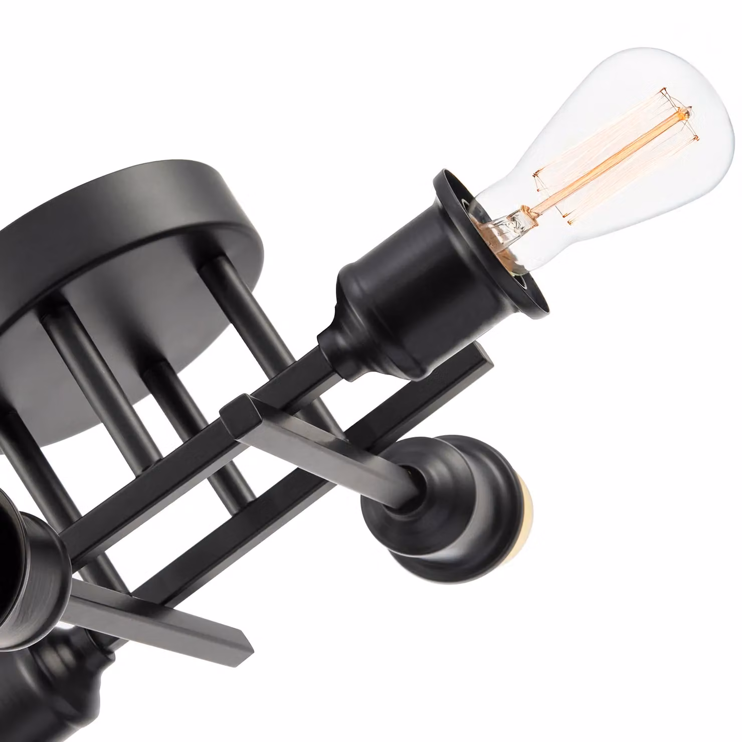 Happy Homewares Industrial Vintage Black Metal Ceiling Light Fitting with E27 Holders – 2