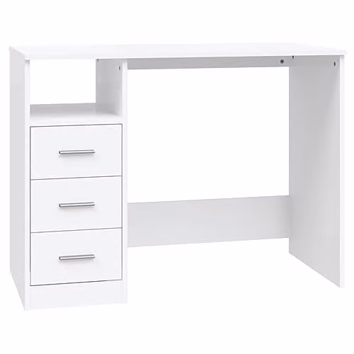 vidaXL Modern Computer Desk with Drawer Unit, White, W: 102 cm, D: 50 cm, H: 76 cm